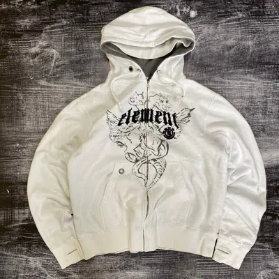 Pre-owned Affliction X Element Y2k Oversized Element Zip Up Hoodie In White