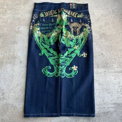 Pre-owned Affliction X Jnco Crazy Vintage Y2k Raw Blue Super Baggy Wide Leg Cybergoth In Navy