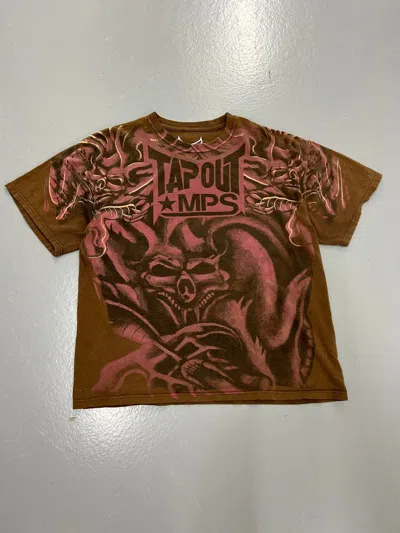 Pre-owned Affliction X Tapout Crazy Vintage Y2k Tapout Mps Skulls Grunge Skater T-shirt In Brown