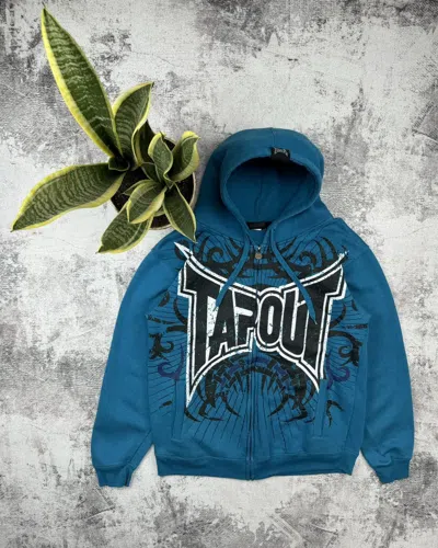 Pre-owned Affliction X Tapout Vintage Y2k Streetwear Tapout Ecko Unltd Big Logo Zip Hoodie In Blue
