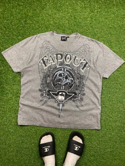 Pre-owned Affliction X Tapout Vtg Tapout Y2k Affliction Crosswing Style 90's 00s Tee In Grey