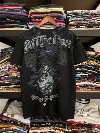 Pre-owned Affliction X Vintage Affliction Rush Y2k Style Black Tee
