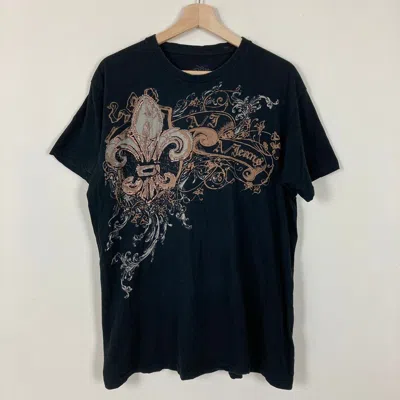 Pre-owned Affliction X Vintage Crazy Vintage Y2k Affliction Style Opium Goth Cyber T-shirt In Black