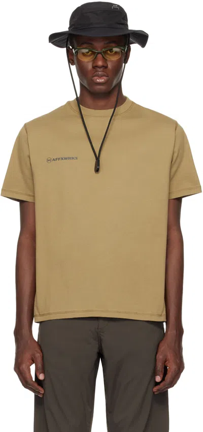 Affxwrks Khaki Printed T-shirt In Desert Green