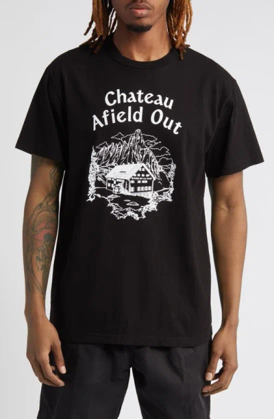 Afield Out Chateau Cotton Graphic T-shirt In Black