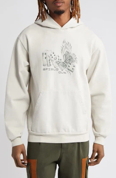 Afield Out Domino Cotton Graphic Hoodie In Cement