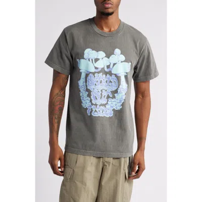 Afield Out Fungi Cotton Graphic T-shirt In Pepper