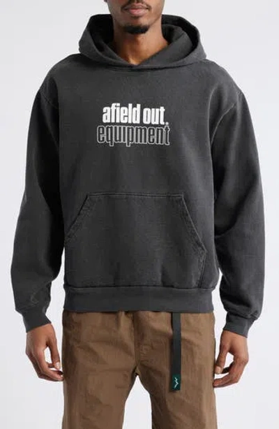 Afield Out Hardware Cotton Graphic Hoodie In Faded Black