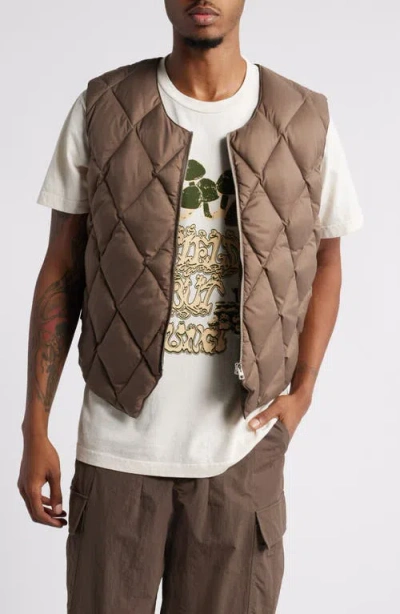 Afield Out Stone Puffer Vest In Brown
