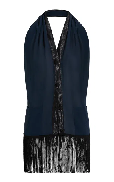 Aflalo Alere Silk Georgette Halter Top In Blue