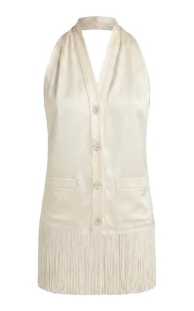 Aflalo Alere Silk Satin Halter Top In White