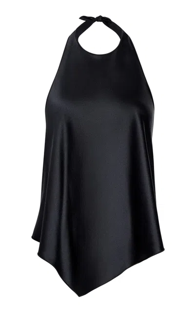 Aflalo Auvira Silk Satin Halter Top In Black