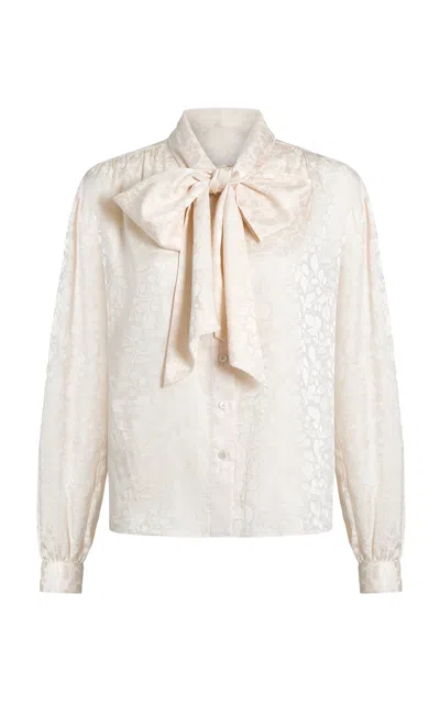 Aflalo Carmela Silk-cotton Jacquard Blouse In White