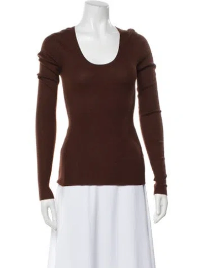 Pre-owned Aflalo Cashmere Scoop Neck Sweater In Brown
