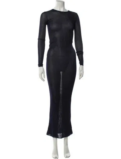 Pre-owned Aflalo Crew Neck Long Dress In Blue