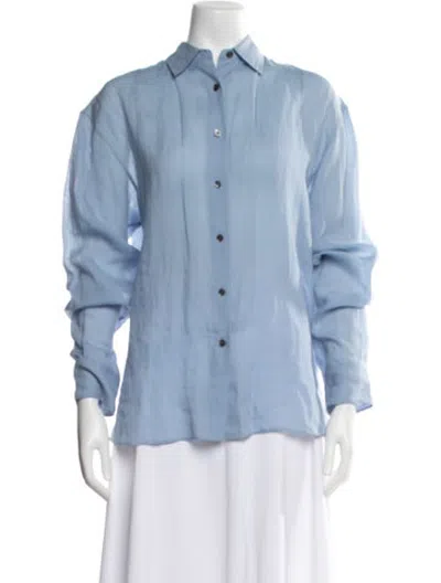 Pre-owned Aflalo Long Sleeve Button-up Top In Blue