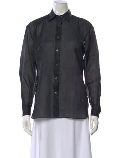 Pre-owned Aflalo Long Sleeve Button-up Top In Gray