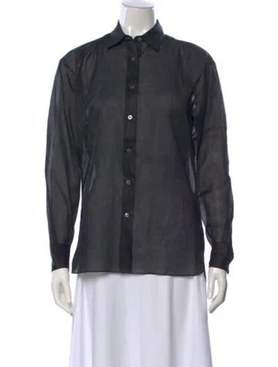 Pre-owned Aflalo Long Sleeve Button-up Top In Gray