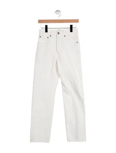 Pre-owned Aflalo Mid-rise Straight Leg Jeans In White