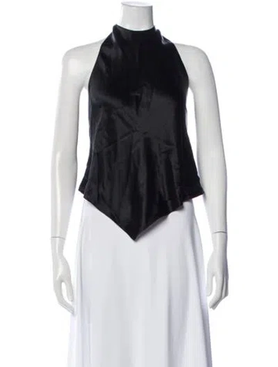 Pre-owned Aflalo Silk Halterneck Top In Black