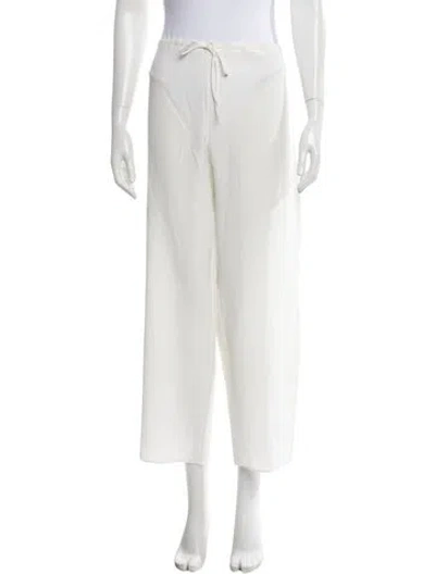 Pre-owned Aflalo Silk Wide Leg Pants In White