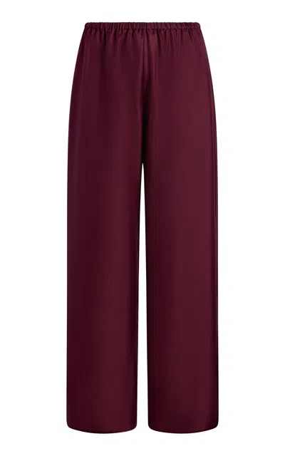 Aflalo Zanitha Silk Straight-leg Pants In Burgundy
