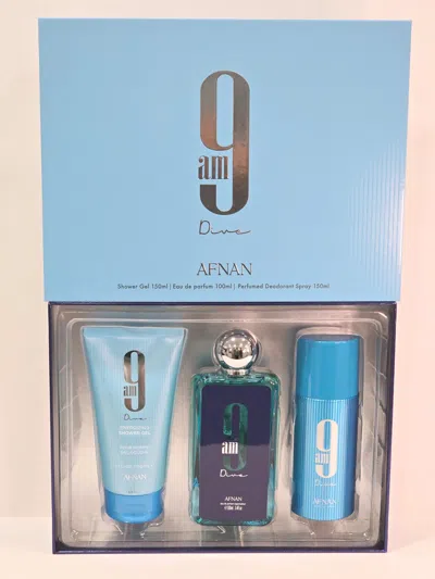 Afnan 9 Am Dive 3 Pcs Set For Men: 3.4 Eau De Parfum Spray + 5 oz Shower Gel + 5 oz Deodorant Spray In Multi