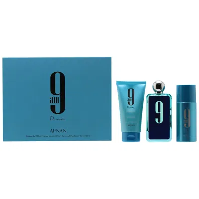 Afnan 9 Am Dive Gift Set 3.4 oz Edp Spray/ Shower Gel/ Deo Spray