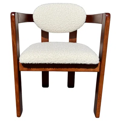 Pre-owned Afra & Tobia Scarpa Arm Chairs In The Style Of Tobia Scarpa, Kravet Ivory Boucle, 1970s In White