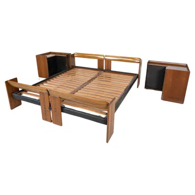 Pre-owned Afra & Tobia Scarpa Artona Bed By Afra And Tobia Scarpa For Maxalto, With Matching Nightstands In Brown