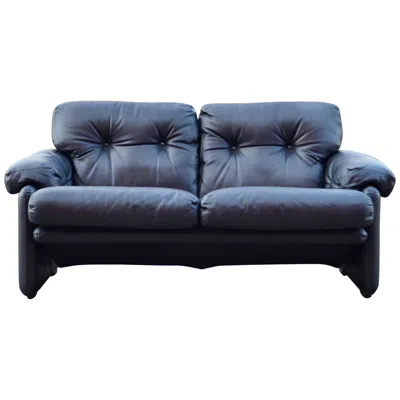 Pre-owned Afra & Tobia Scarpa B&b Italia  Modell Coronado Leather Sofa In Black
