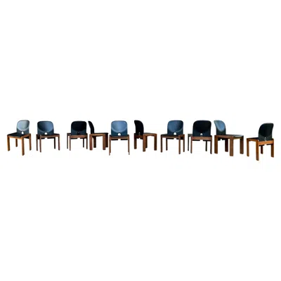 Pre-owned Afra & Tobia Scarpa Black Leather 121 Dining Chair For Cassina, 1967, Set Of 10