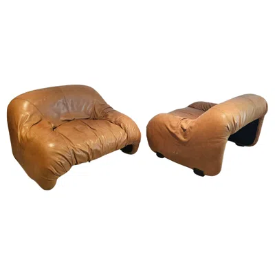 Pre-owned Afra & Tobia Scarpa Bonanza Two, One Seat Sofa's By , For C&b, Italy, 1970's In Brown