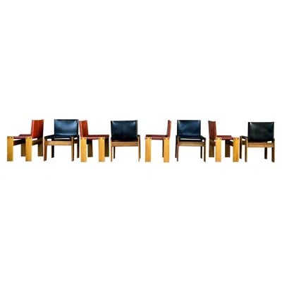 Pre-owned Afra & Tobia Scarpa Brick Leather Monk Dining Chair For Molteni, 1973, Set Of 8 In Brown