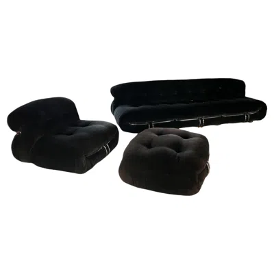 Pre-owned Afra & Tobia Scarpa Afra And Tobia Scarpa Brown Velvet Soriana Living Room Set For Cassina, 1969