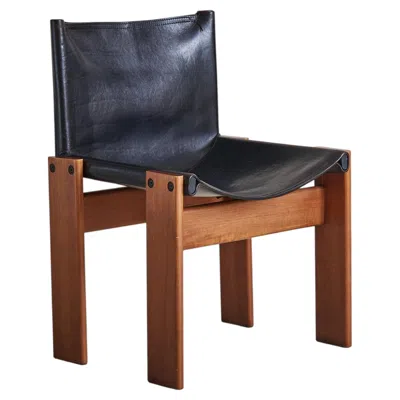 Pre-owned Afra & Tobia Scarpa Italian 'monk' Chair In Black Leather By , 1974 - 2 Available