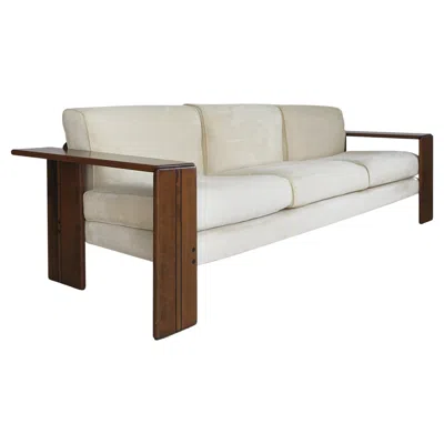Pre-owned Afra & Tobia Scarpa Italian Wood Fabric "artona" Sofa Design  For Maxalto, 1970s In Brown