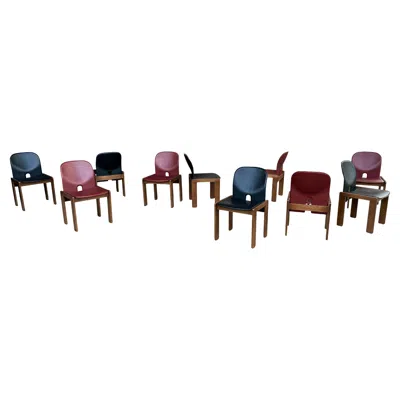 Pre-owned Afra & Tobia Scarpa Leather Model 121 Dining Chair For Cassina, 1967, Set Of 10 In Brown