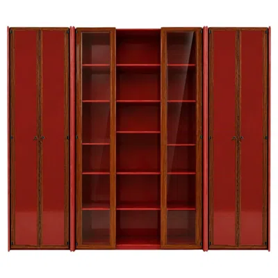 Pre-owned Afra & Tobia Scarpa Mid-century  Italian Red Lacquer 1960s Modular Wall Unit