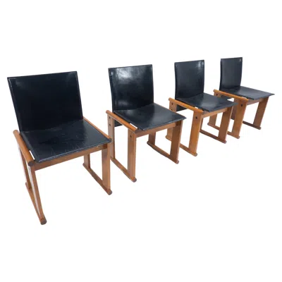 Pre-owned Afra & Tobia Scarpa Mid-century Modern Set Of 4 Chairs By Afra And Tobia Scarpa, Italy, 1960s In Brown