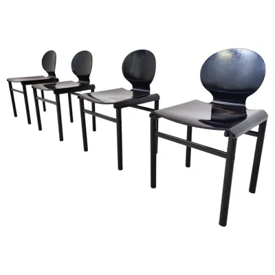 Pre-owned Afra & Tobia Scarpa Mid-century Set Of 4 Chairs In The Style Of Afra And Tobia Scarpa, Molteni, 1960 In Brown
