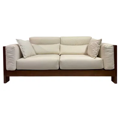 Pre-owned Afra & Tobia Scarpa Mid-century Style Modern Italian Sofa, Beech Frame, White Fabric, 1980s