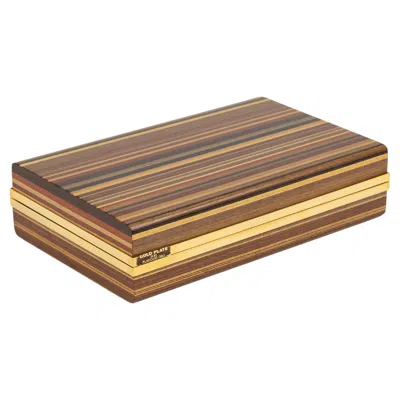 Pre-owned Afra & Tobia Scarpa Midcentury Wood And Gold Plate 24 Kt Box  Style, Italy 1970s In Brown