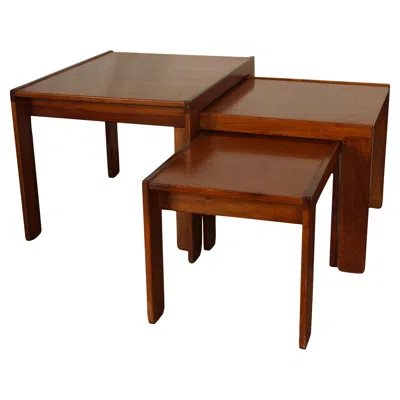 Pre-owned Afra & Tobia Scarpa Model 777 Walnut Nesting Coffee Tables For Cassina, 1965 In Brown