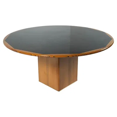 Pre-owned Afra & Tobia Scarpa Round 'africa' Table By , Maxalto Artona Series, 1970s In Brown