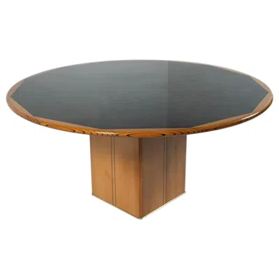 Pre-owned Afra & Tobia Scarpa Round 'africa' Table By , Maxalto Artona Series, 1970s In Brown