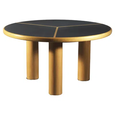 Pre-owned Afra & Tobia Scarpa Sculptural Round Table In Wood, Brass And Dark Laminate, Italy 1970s In Brown