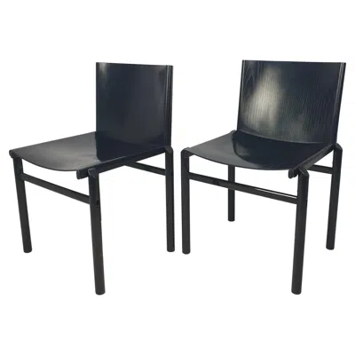 Pre-owned Afra & Tobia Scarpa Set Of 2 "mastro" Dining Chairs By  For Molteni, Italy 1970's In Brown
