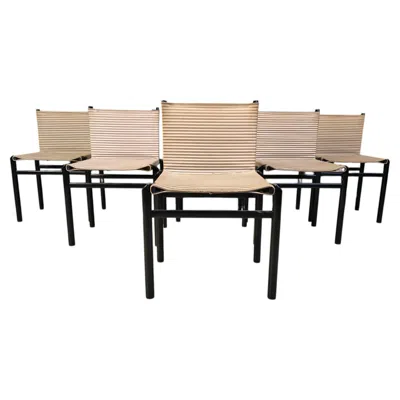 Pre-owned Afra & Tobia Scarpa Set Of 6 "mastro" Dining Chairs By  For Molteni, Italy 1980's In Brown