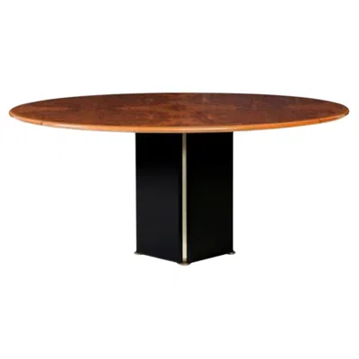 Pre-owned Afra & Tobia Scarpa Table With Oval Shaped Top In Wood By Maxalto 1970s In Brown